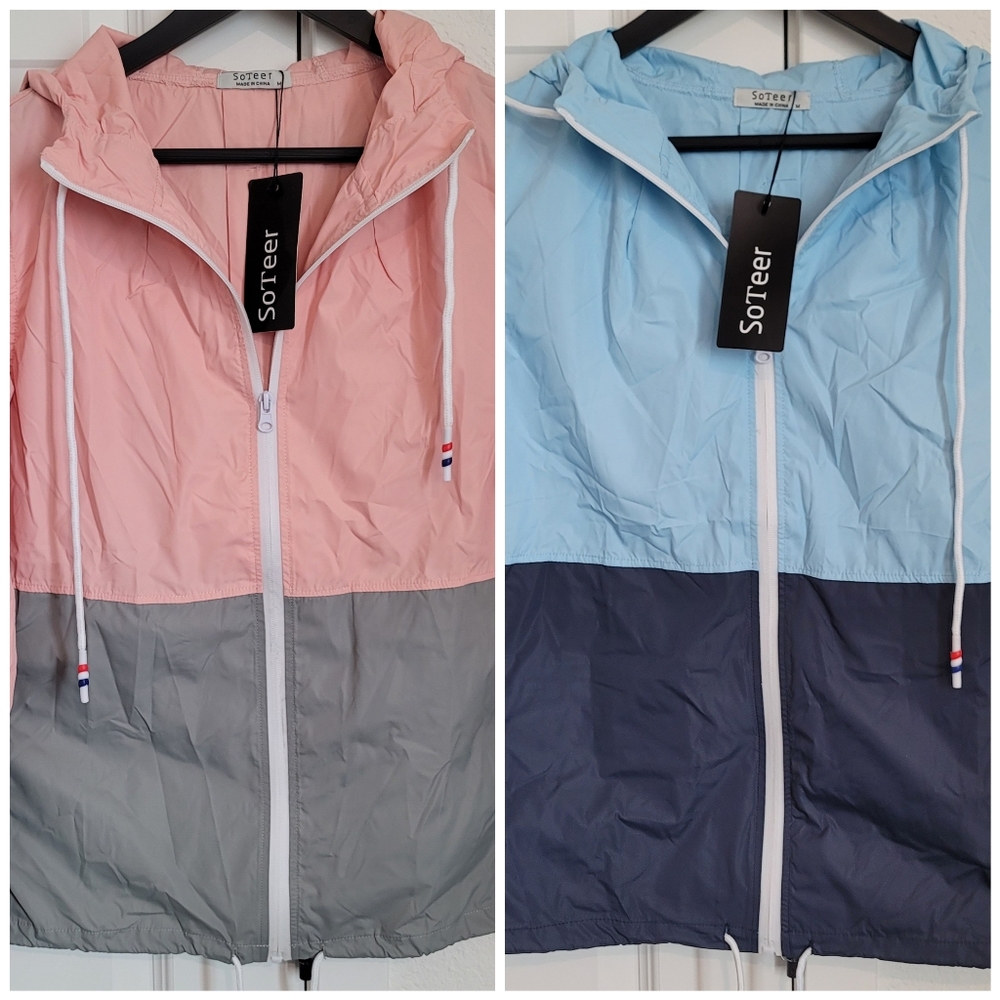 SoTeer Womens M Light Hooded Raincoat Active Outdoor Waterproof Jacket Lot of 2